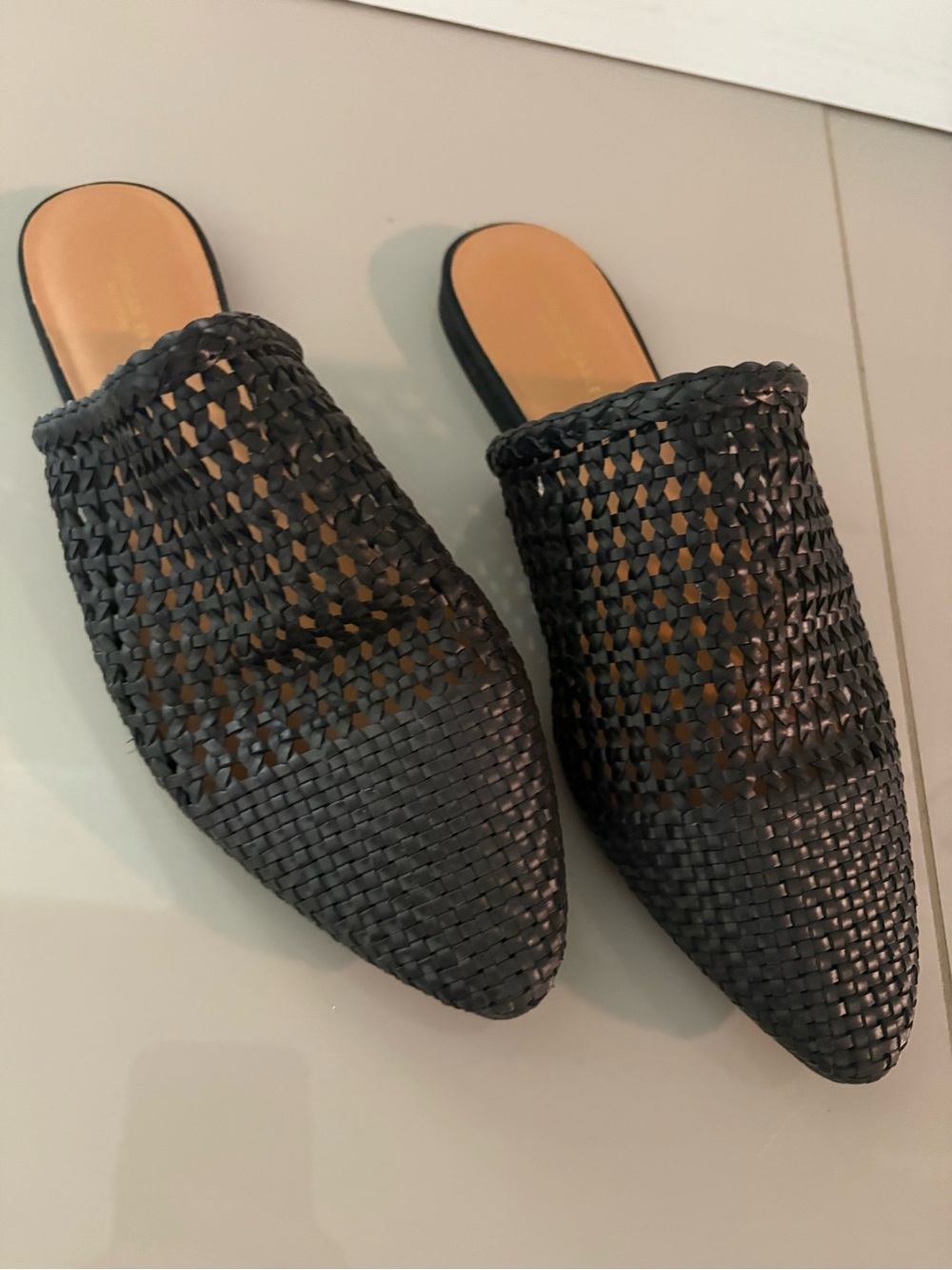 American Eagle Outfitters Black Woven Slip-On Pointed Mules